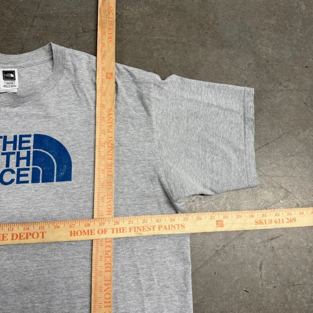 The North Face Mens XXL Gray Blue Logo Short Sleeve T-Shirt Crew Neck Tee